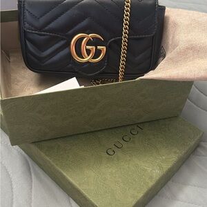Gucci Black Mini Bag with Gold Chain